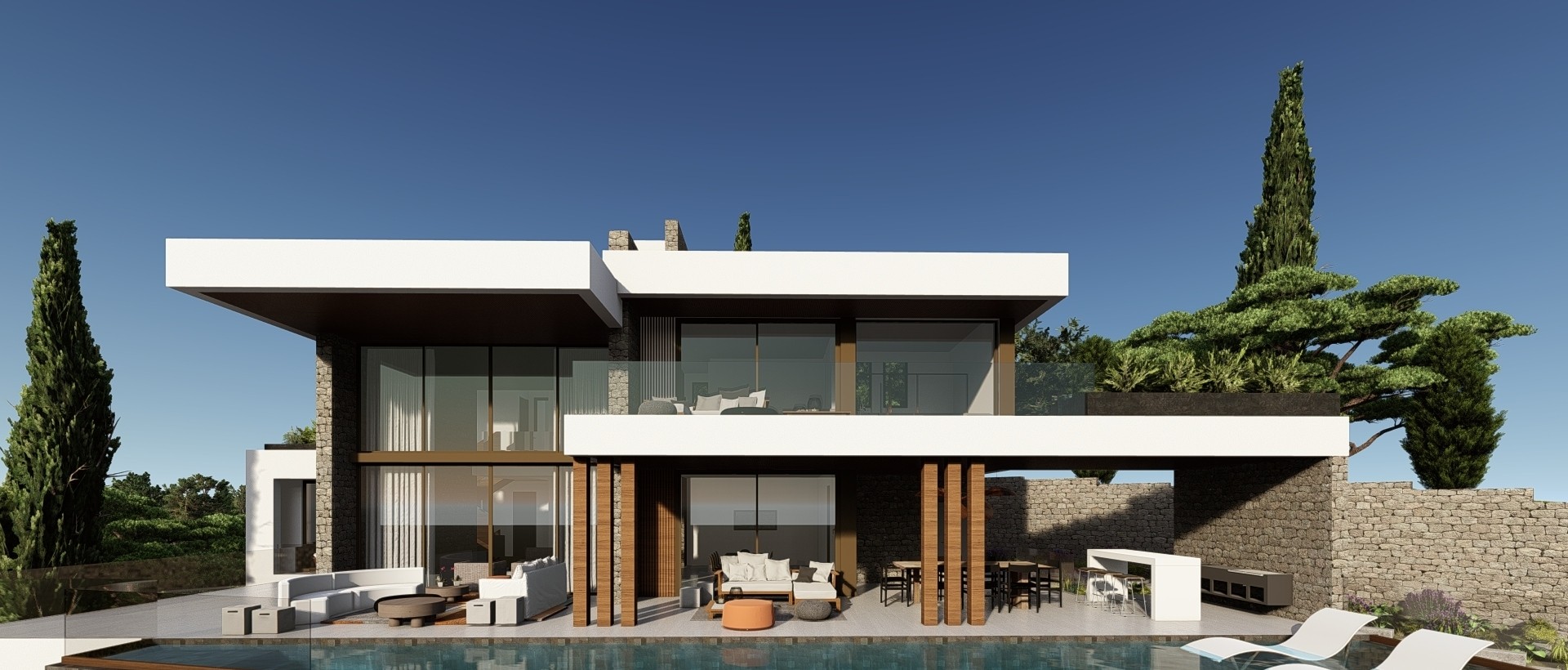Contemporary hillside villa above Benalmádena with an infinity pool overlooking the Mediterranean